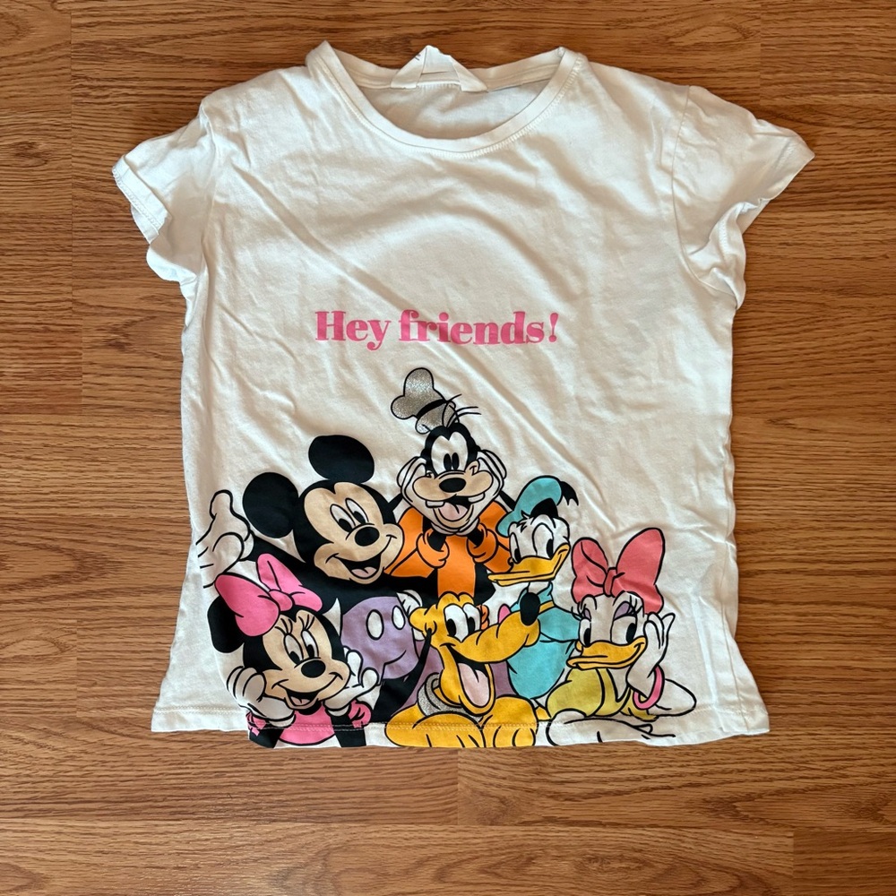 *RARE* Disney Classic T-Shirt Pink and White Short Sleeve Tee Girls Size 8-10